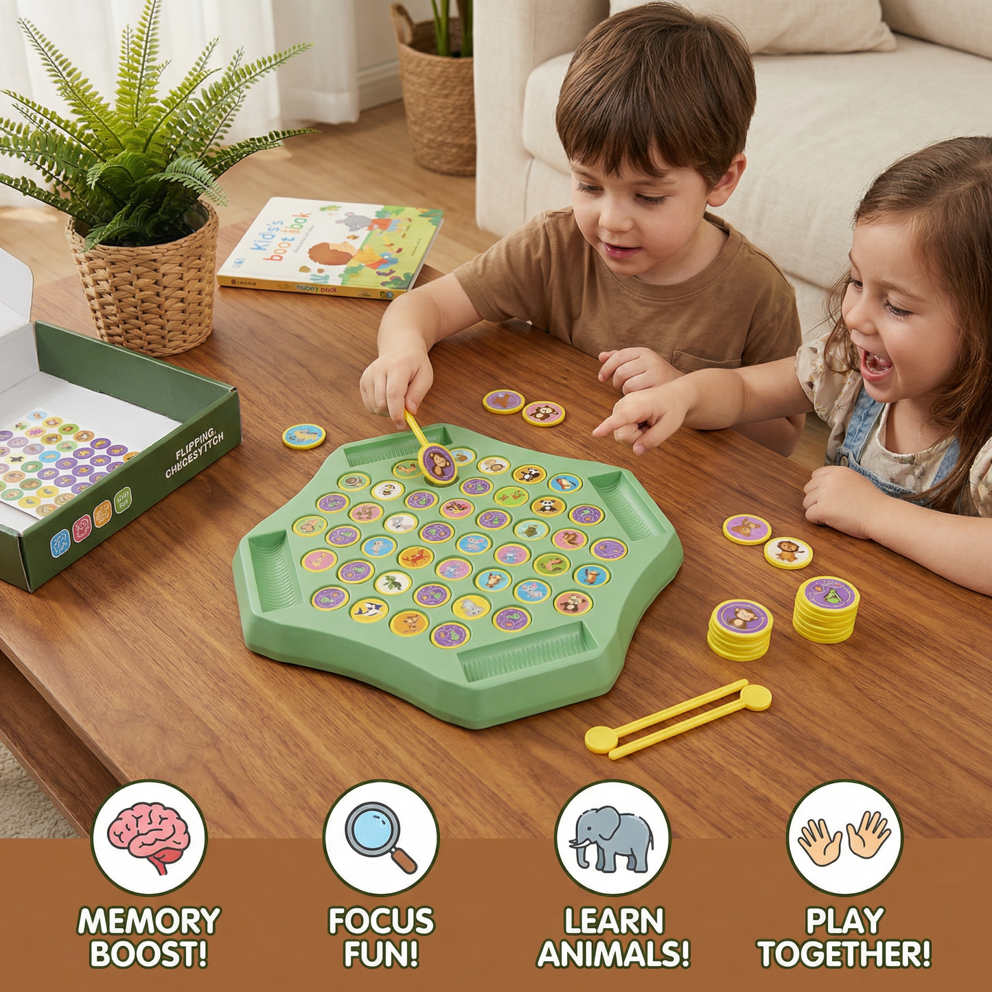 Animal Coin Memory Family Flipping Game