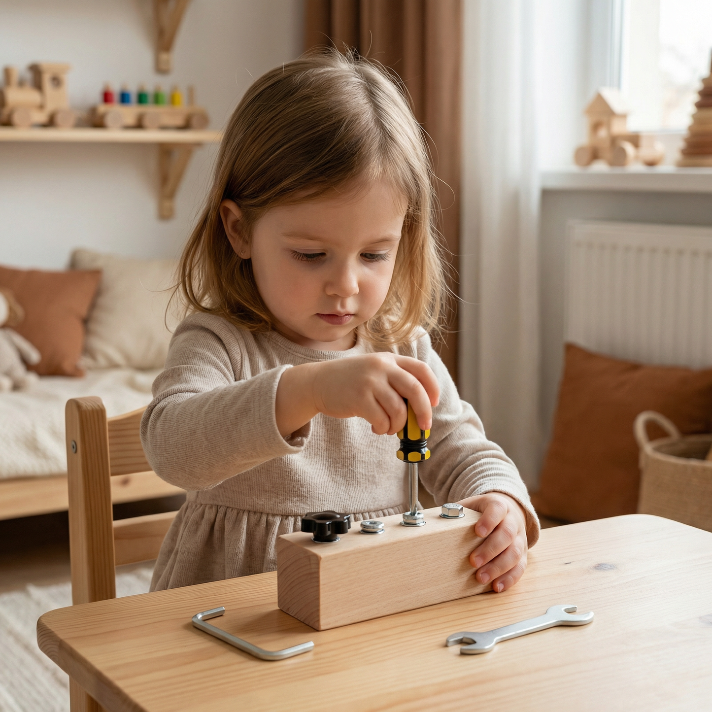 Montessori Wooden Screw & Nut Toy – Fine Motor Skills & Focus Training for Kids
