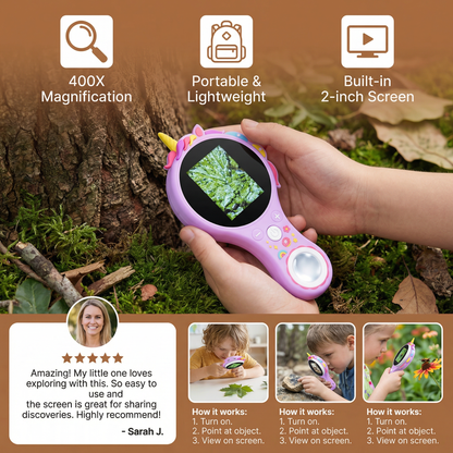 Kids Digital Video Microscope with Screen – Portable Science Explorer for Little Investigators