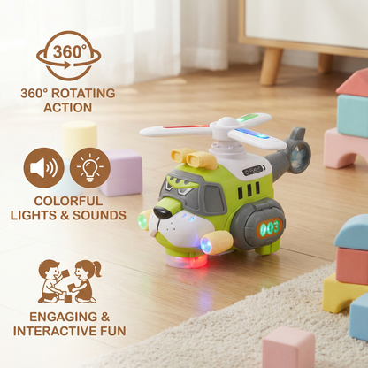Funny Tiger Airplane Toy – 360° Rotating Kids Toy with Lights & Sound