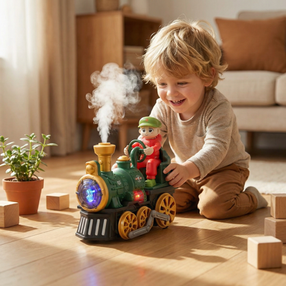 Cute Steam Train Toy with Lights, Music & Realistic Steam Effect