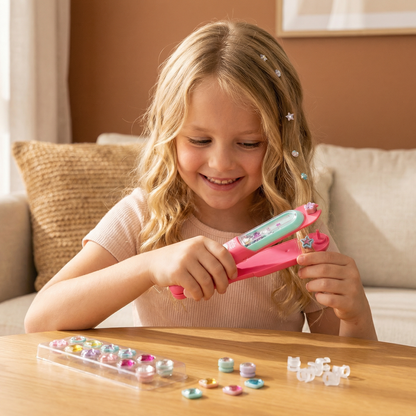 Kids Hair Gem Styling Kit – Hair Gem Stamper with Reusable Sparkling Gems