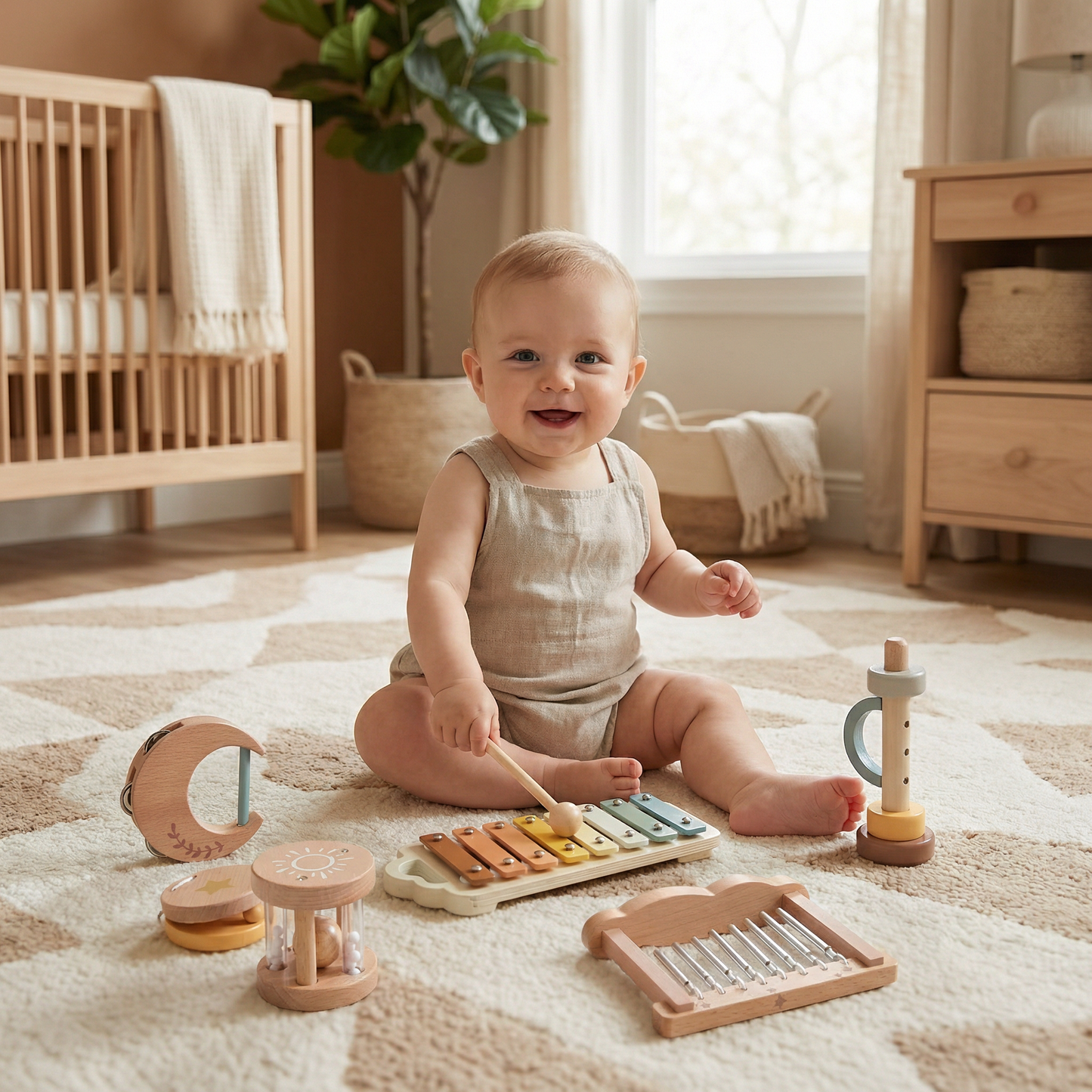 6-Piece Wooden Baby Musical Instrument Set – Sensory Sound & Music Toy