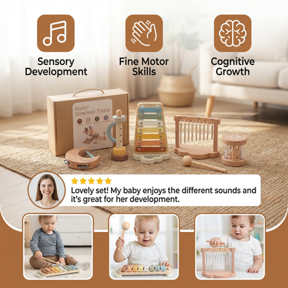 6-Piece Wooden Baby Musical Instrument Set – Sensory Sound & Music Toy