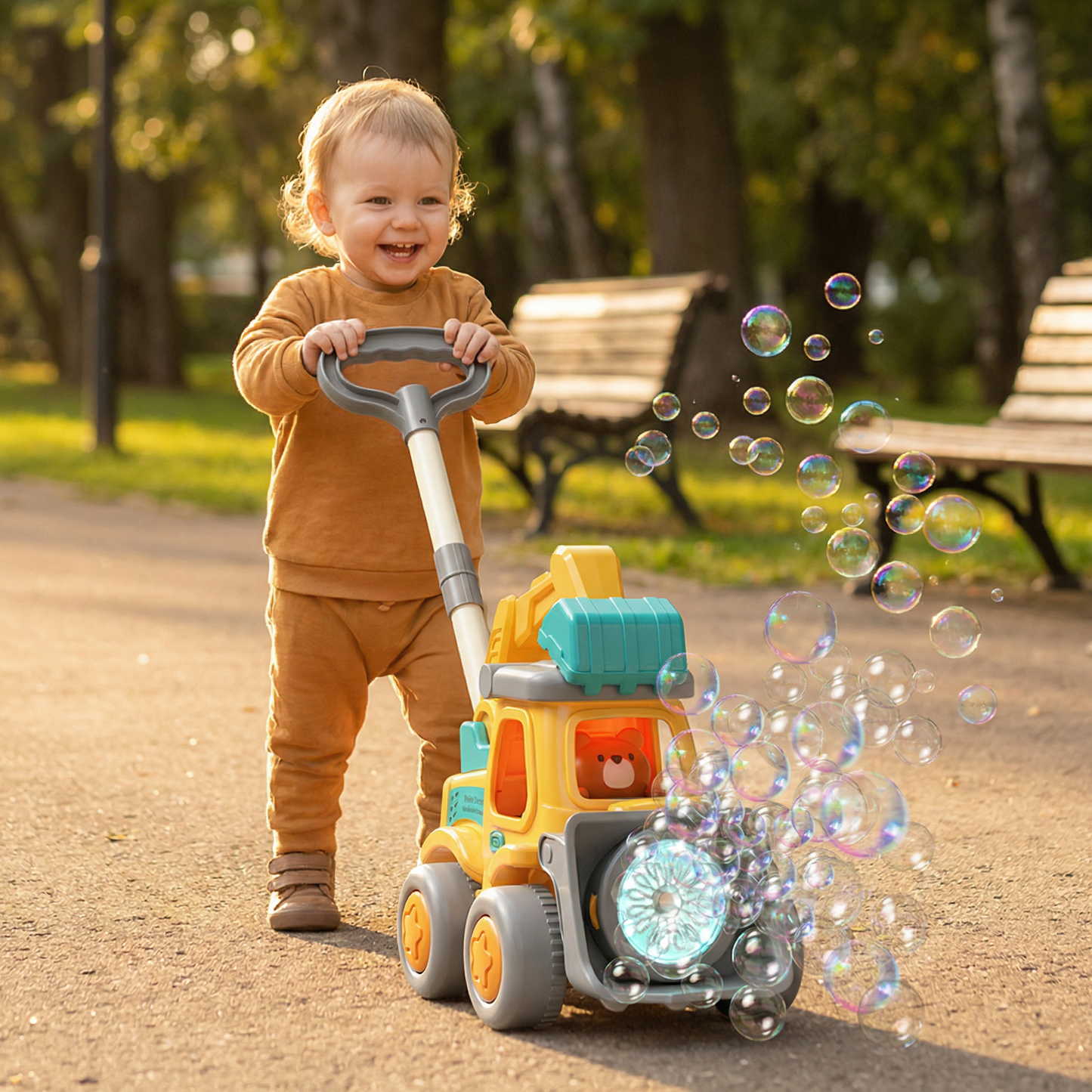 Light-Up Bubble Push Toy – Bubble Blowing Walker for Kids