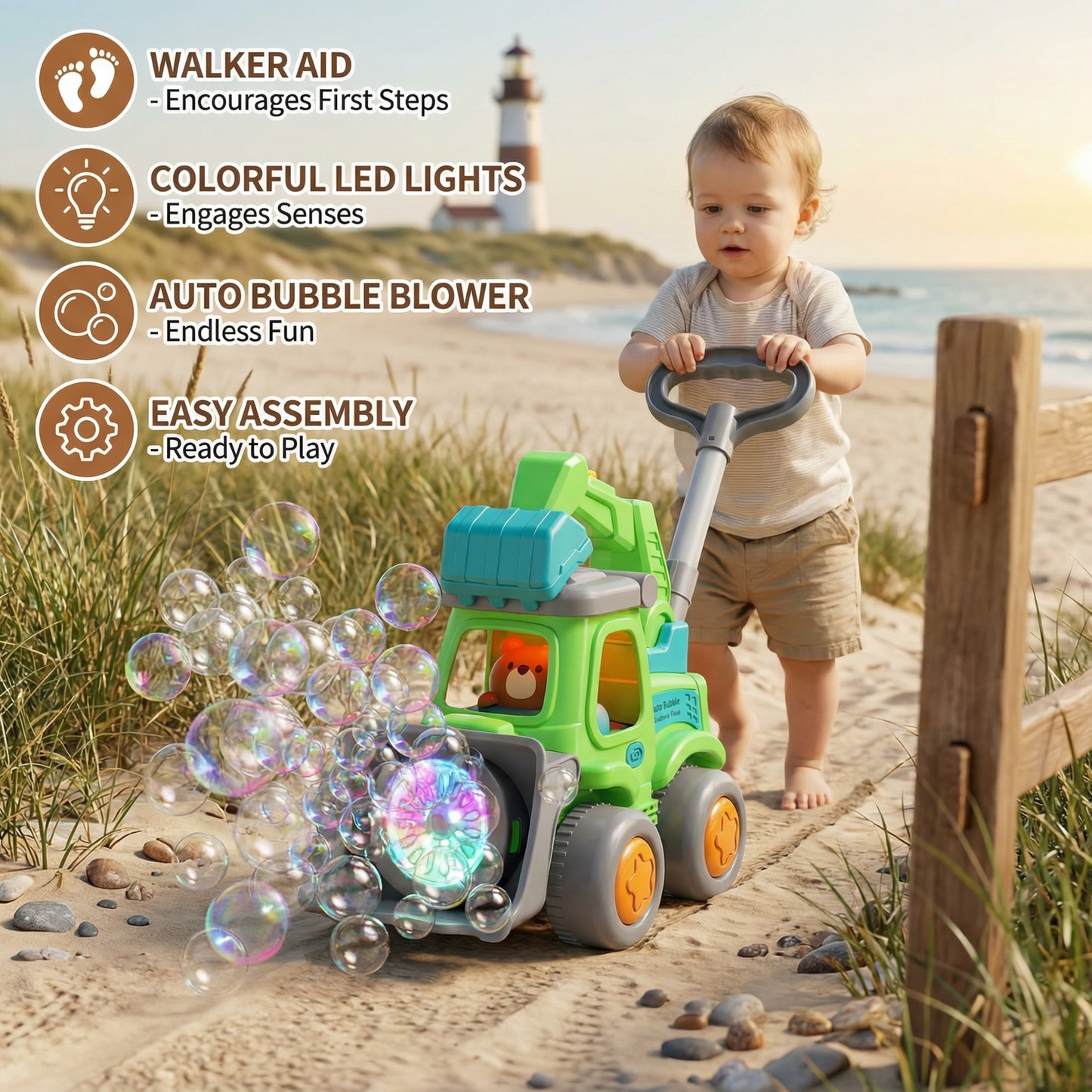 Light-Up Bubble Push Toy – Bubble Blowing Walker for Kids