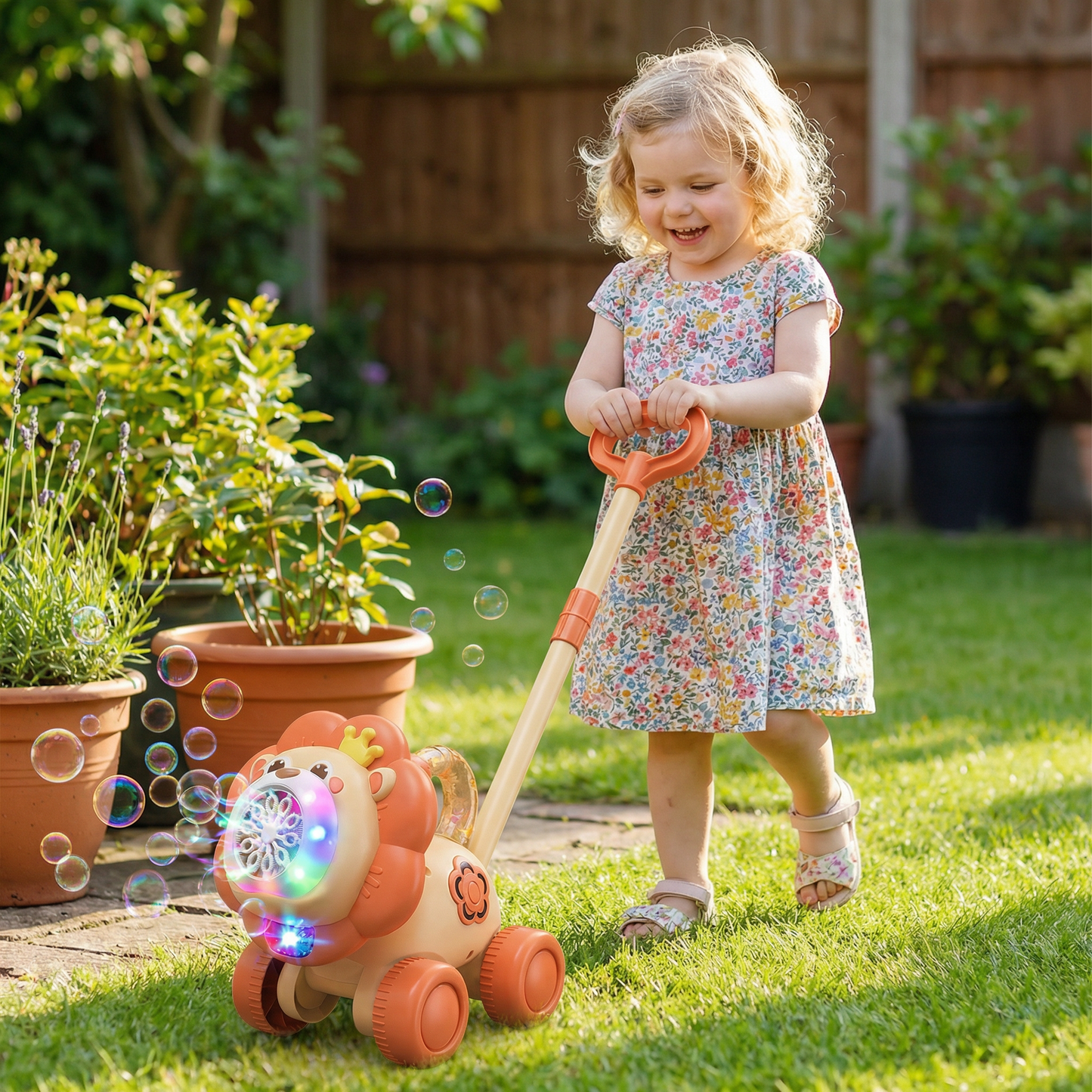 Light-Up Bubble Push Toy – Bubble Blowing Walker for Kids