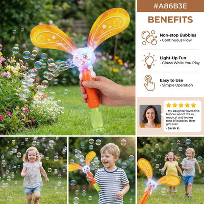 Light-Up Winged Bunny Bubble Maker – Kids Electric Bubble Wand