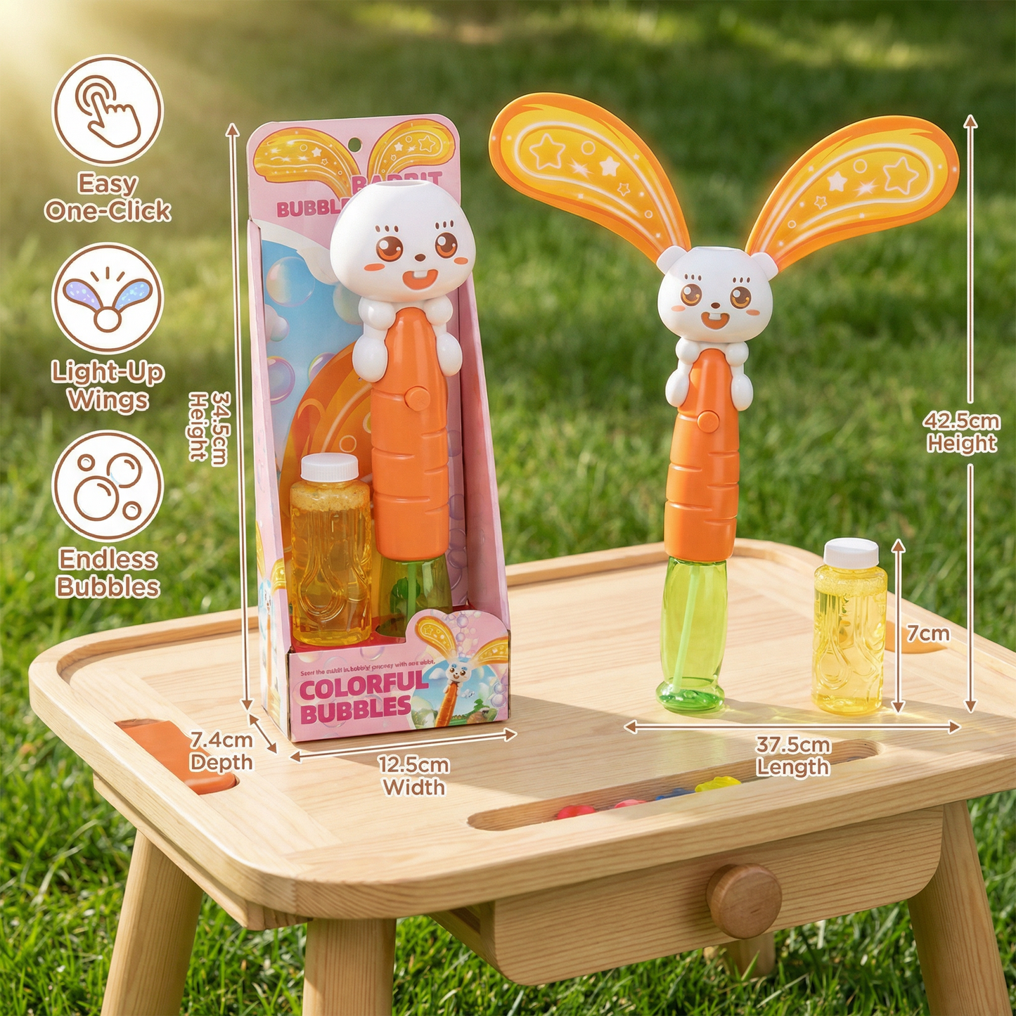 Light-Up Winged Bunny Bubble Maker – Kids Electric Bubble Wand