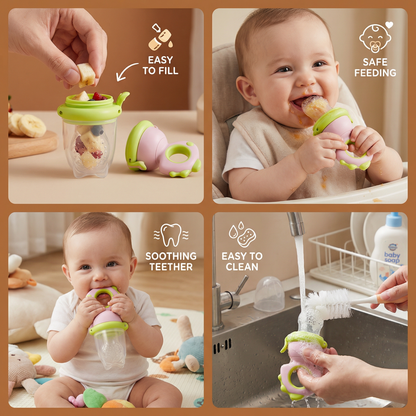 Silicone Baby Fruit Feeder & Teether with Push Mechanism