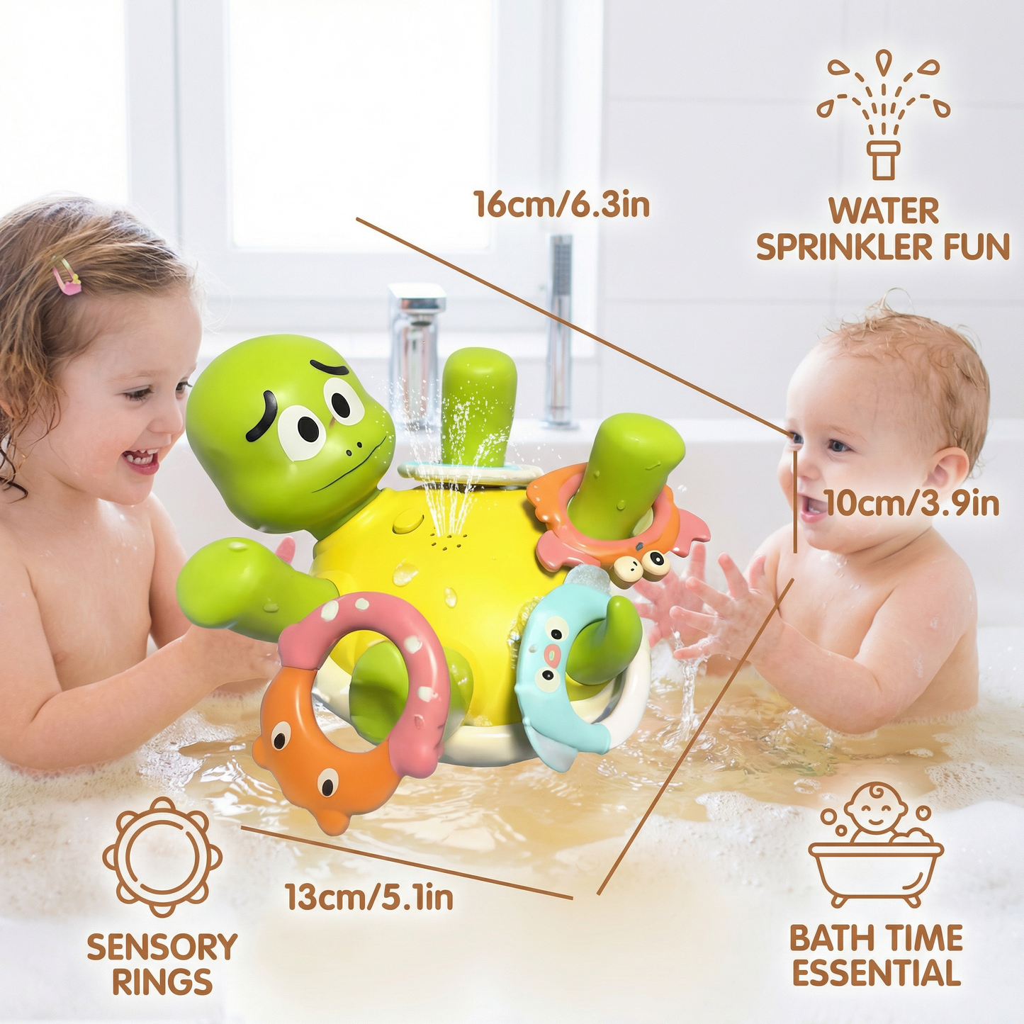 Turtle Bath Toy – Water Sprinkler with Fountain Effect for Babies & Toddlers