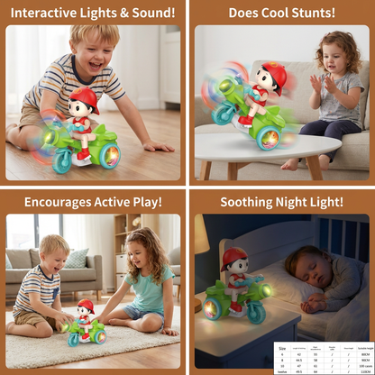 Kids Stunt Motorcycle Toy – Interactive Light & Action Toy