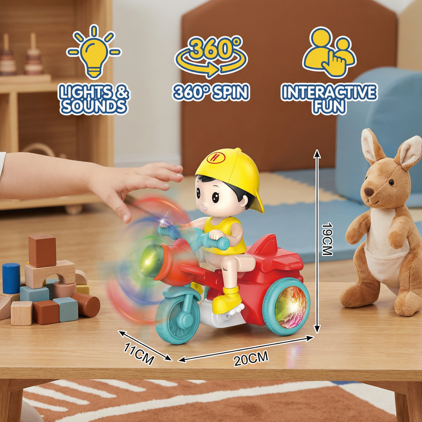 Kids Stunt Motorcycle Toy – Interactive Light & Action Toy