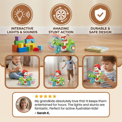 Kids Stunt Motorcycle Toy – Interactive Light & Action Toy