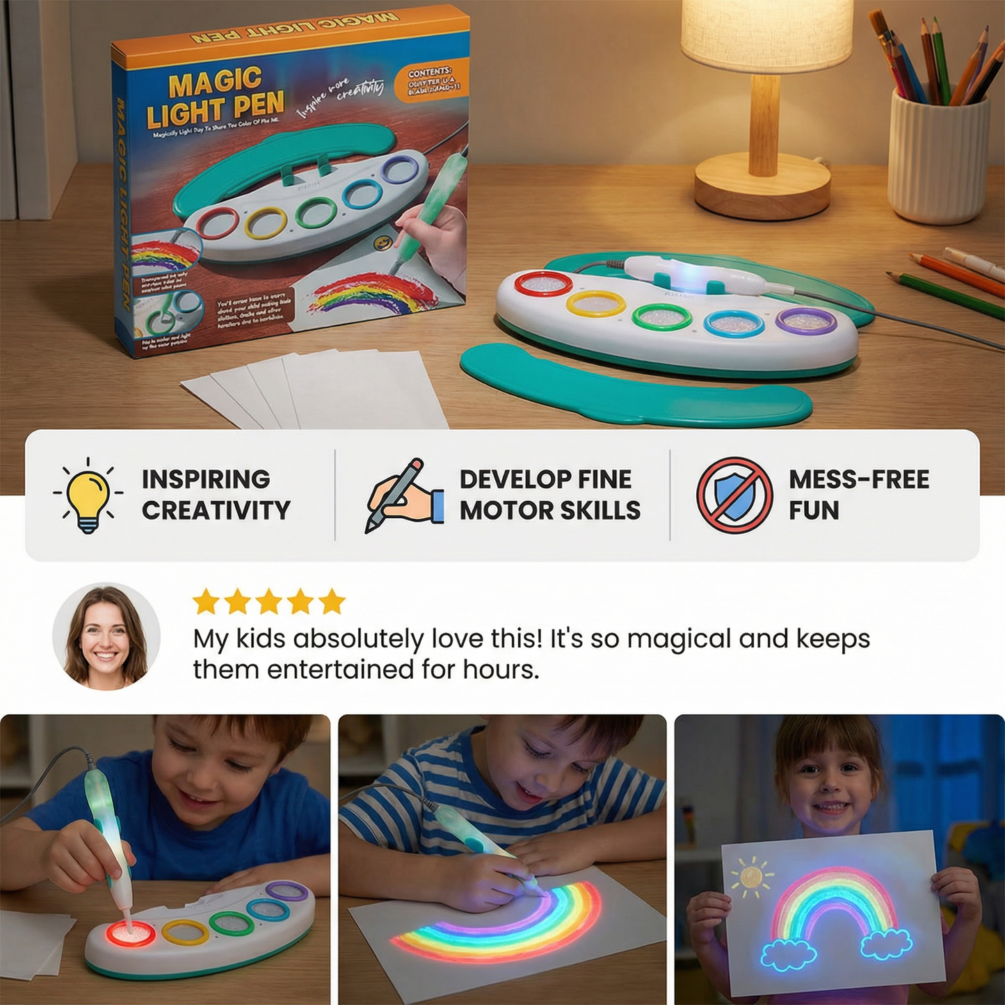 Magic Light Drawing Pen for Kids – Creative LED Art Toy with Music & Glow Effects