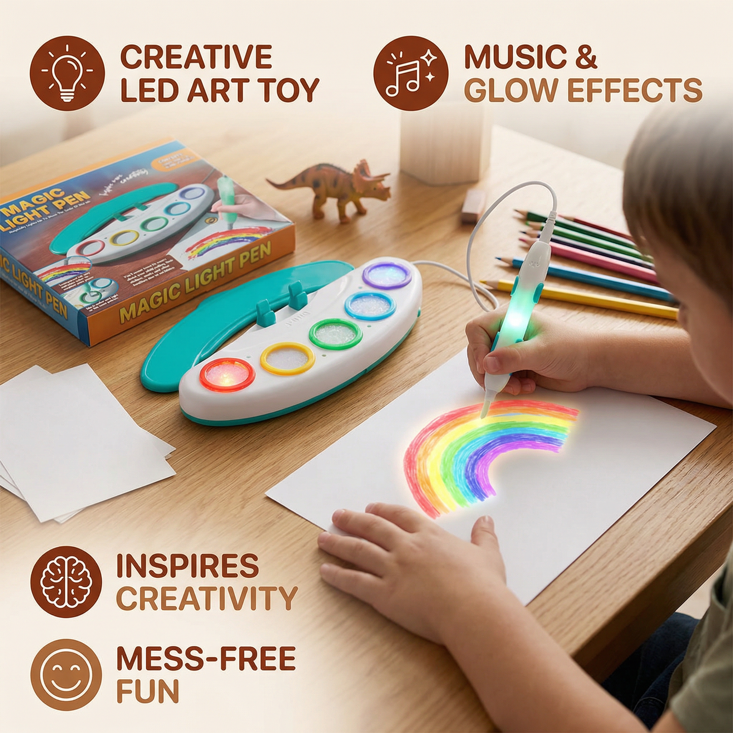 Magic Light Drawing Pen for Kids – Creative LED Art Toy with Music & Glow Effects