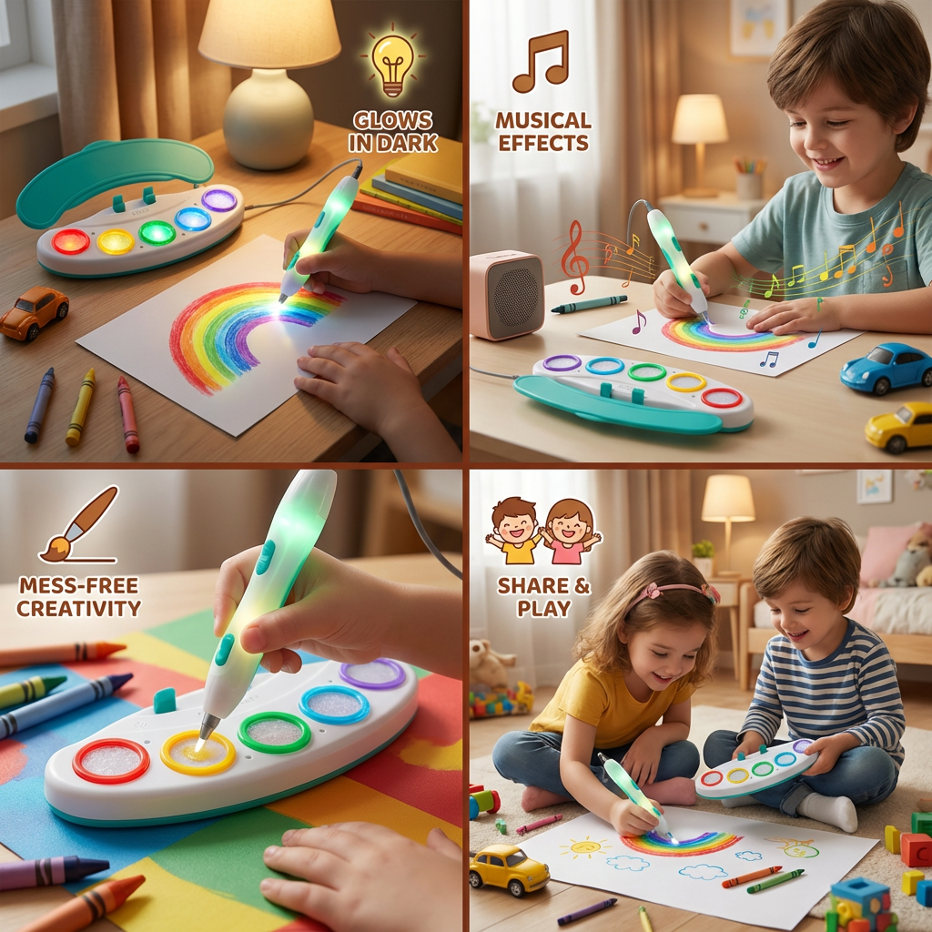 Magic Light Drawing Pen for Kids – Creative LED Art Toy with Music & Glow Effects