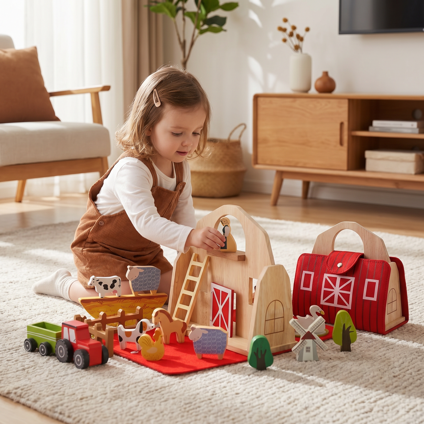 Montessori Wooden & Felt Farm Travel Toy – Perfect for On-the-Go Play