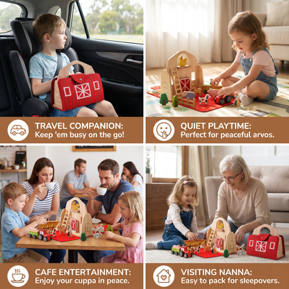 Montessori Wooden & Felt Farm Travel Toy – Perfect for On-the-Go Play