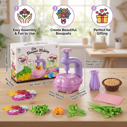 Kids Flower Bouquet Making Kit with Press Machine – DIY Craft Set for Girls