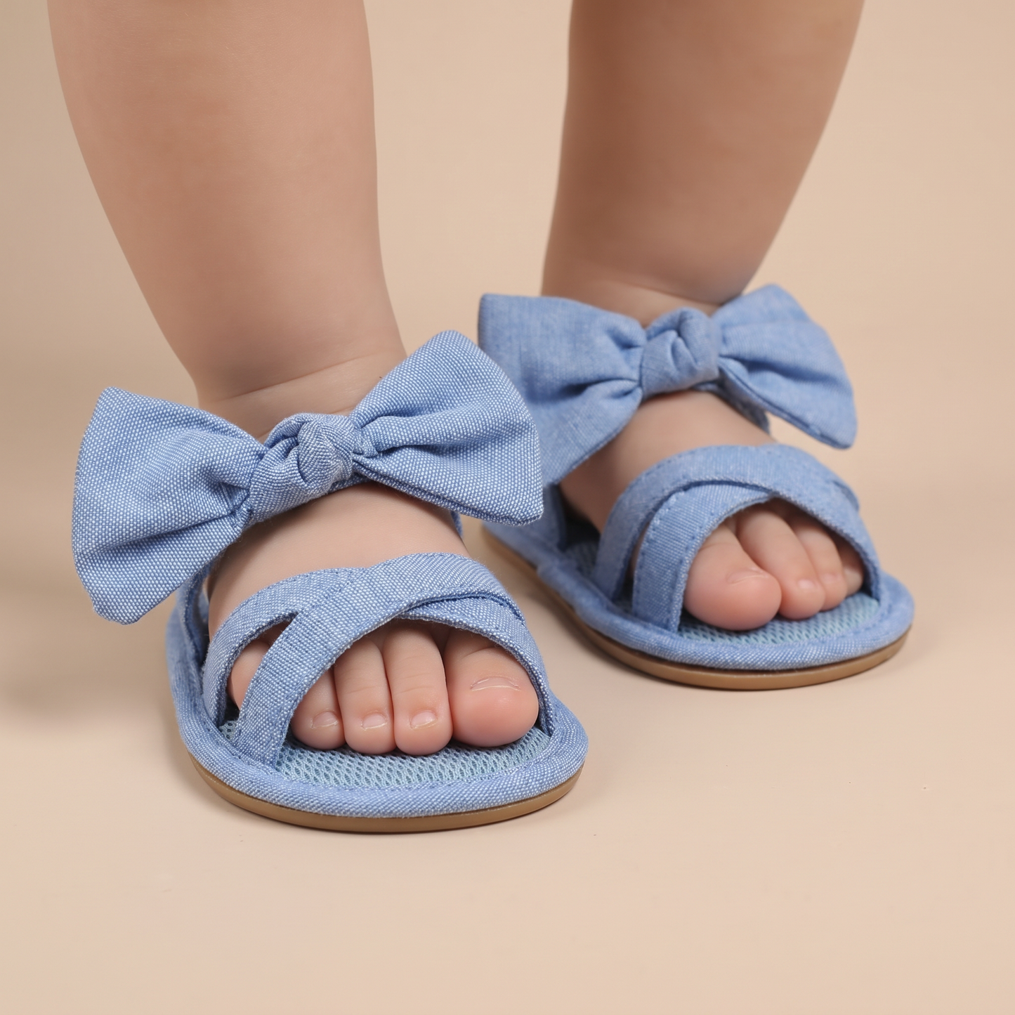 Cross-Strap Bow Sandals Blue