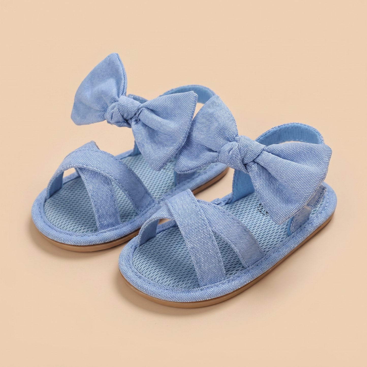 Cross-Strap Bow Sandals Blue