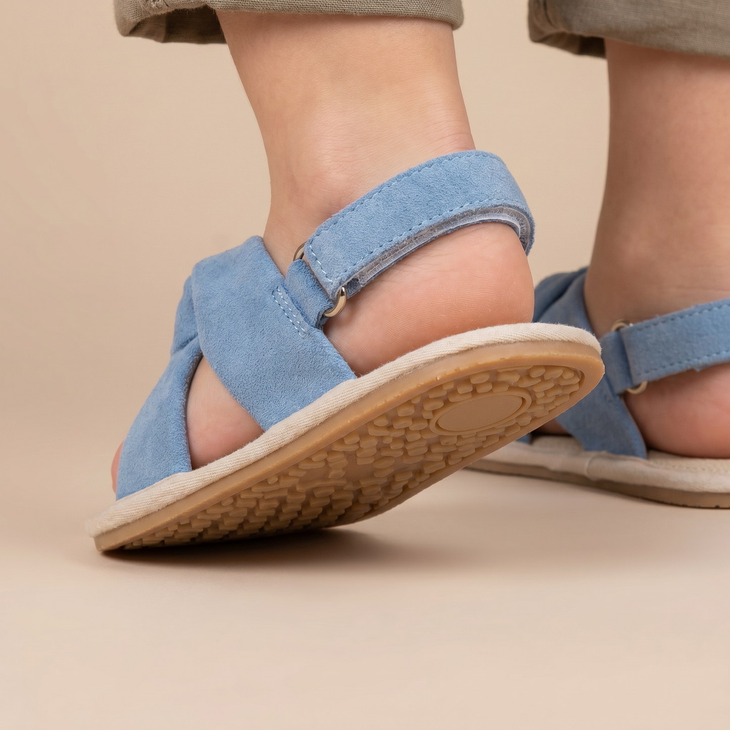 Denim Cross-Strap Bow Sandals