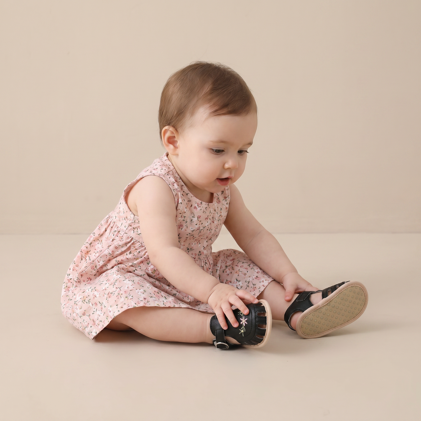 Embroidered Floral Closed-Toe Sandals
