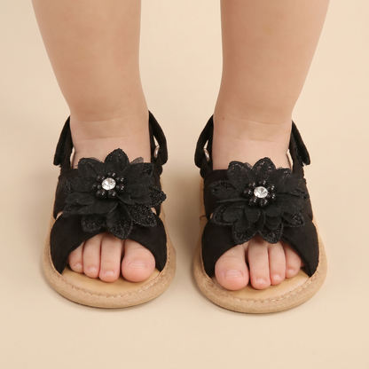 Chiffon Flower Flat Sandals
