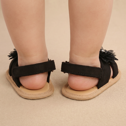 Chiffon Flower Flat Sandals