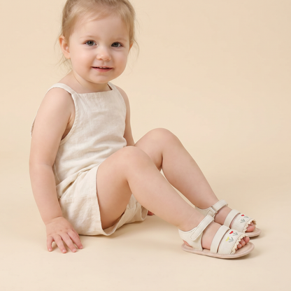Embroidered Ruffle Edge Sandals