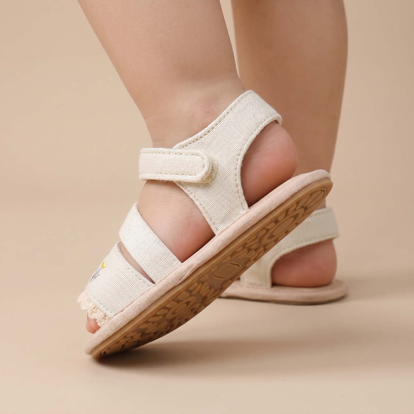 Embroidered Ruffle Edge Sandals
