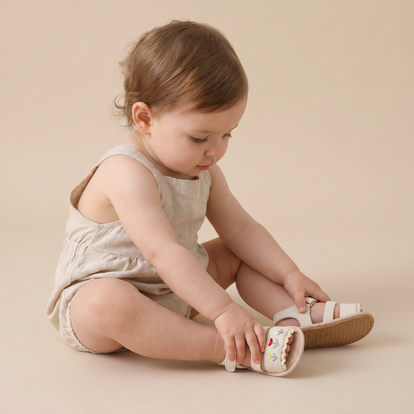 Embroidered Ruffle Edge Sandals