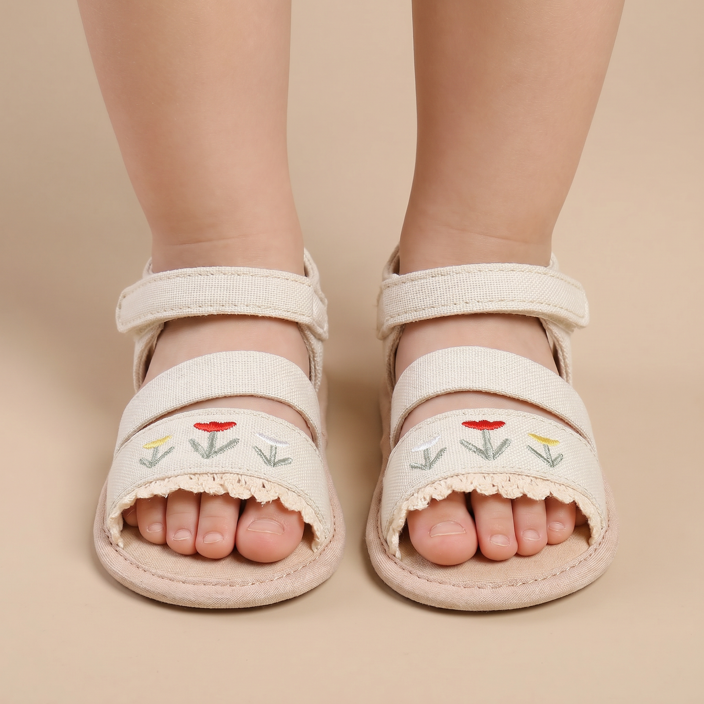 Embroidered Ruffle Edge Sandals