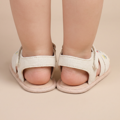 Embroidered Ruffle Edge Sandals
