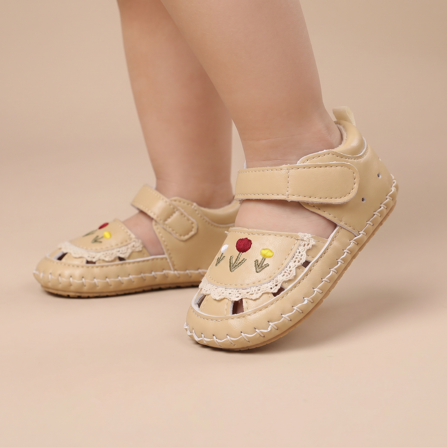 Lace Trim Flower Sneaker Sandals