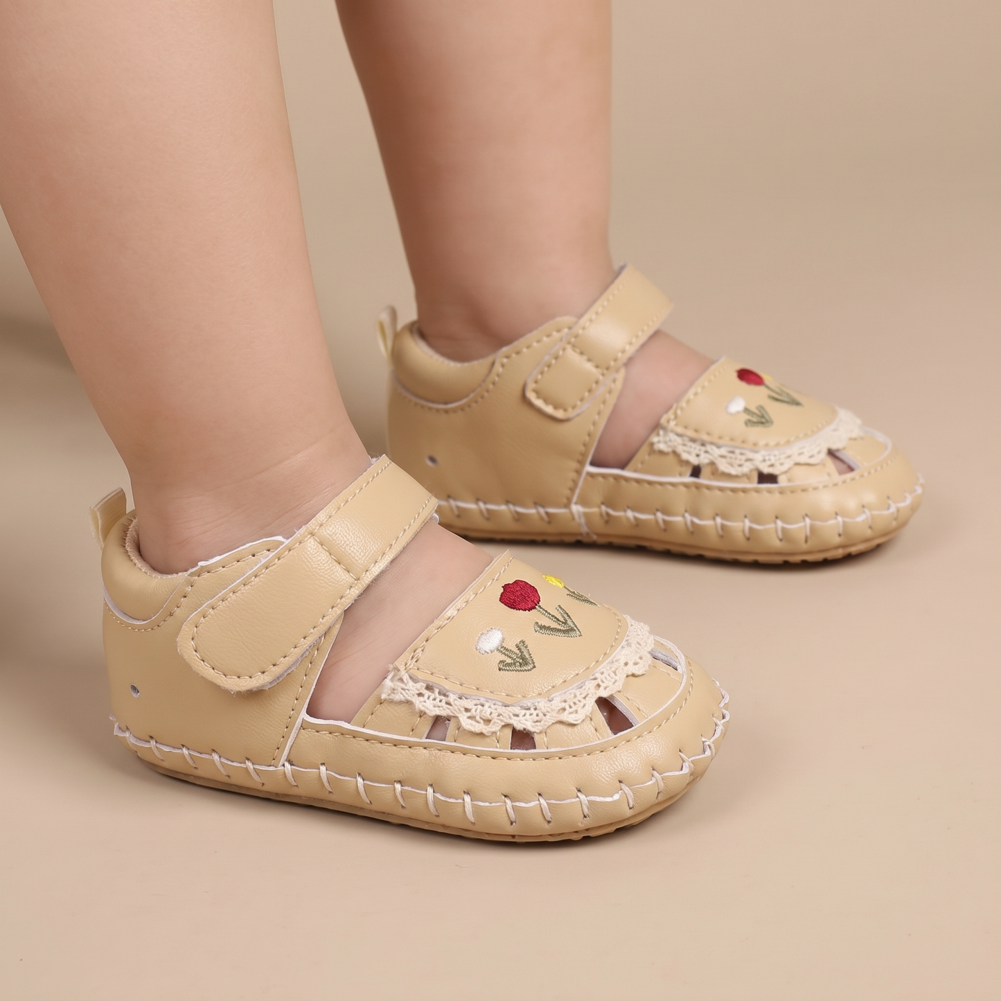 Lace Trim Flower Sneaker Sandals