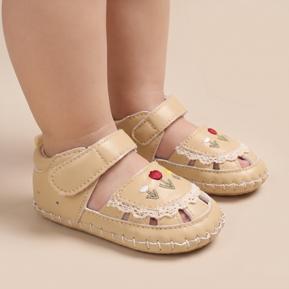 Lace Trim Flower Sneaker Sandals