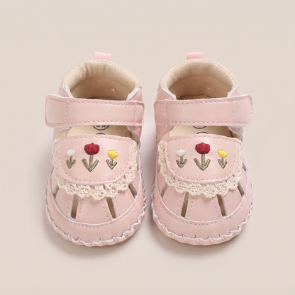 Lace Trim Flower Sneaker Sandals