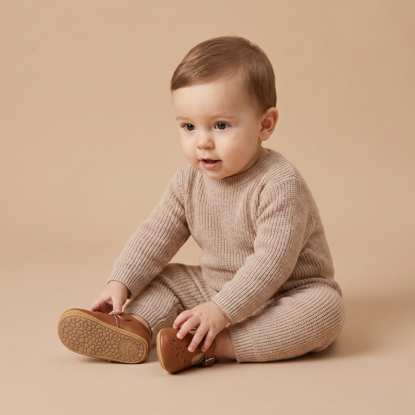 Perforated T-Strap Buckle Shoes
