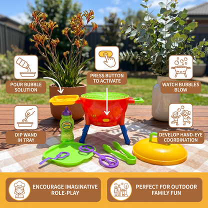 BBQ Bubble Machine Toy with Bubble Solution and Shapes