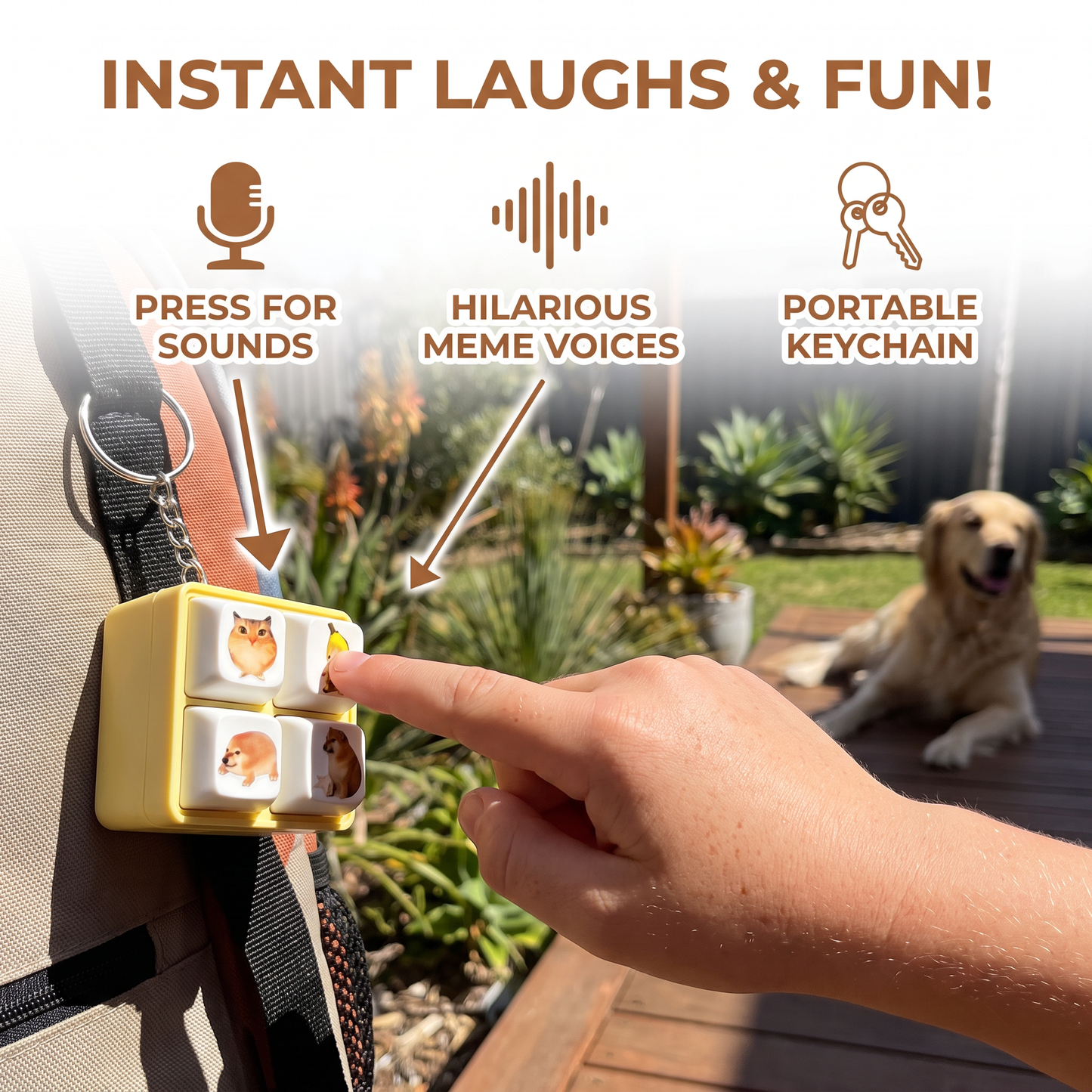 Funny Voice Button Keychain Toy with Interactive Sound Effects