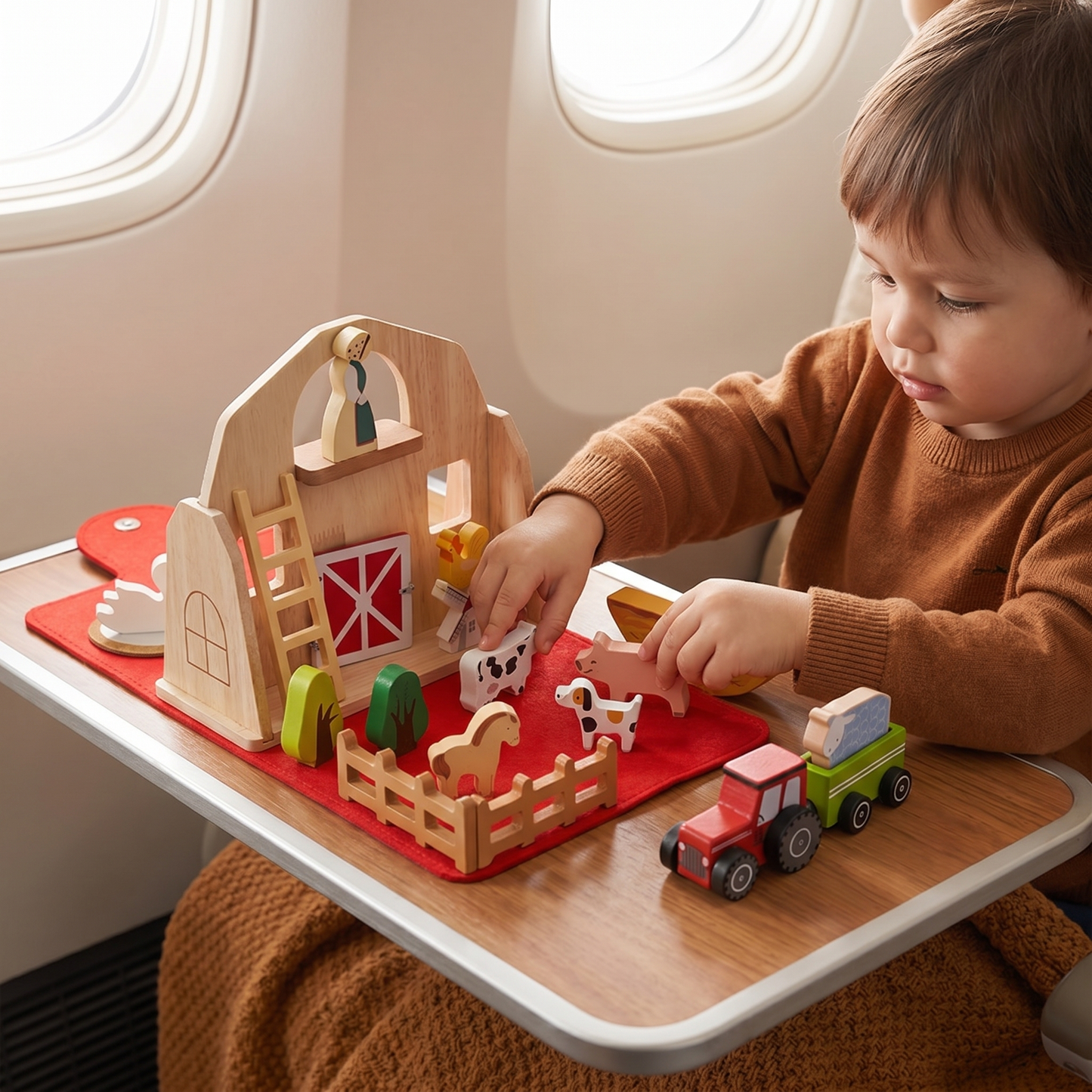 Montessori Wooden & Felt Farm Travel Toy – Perfect for On-the-Go Play