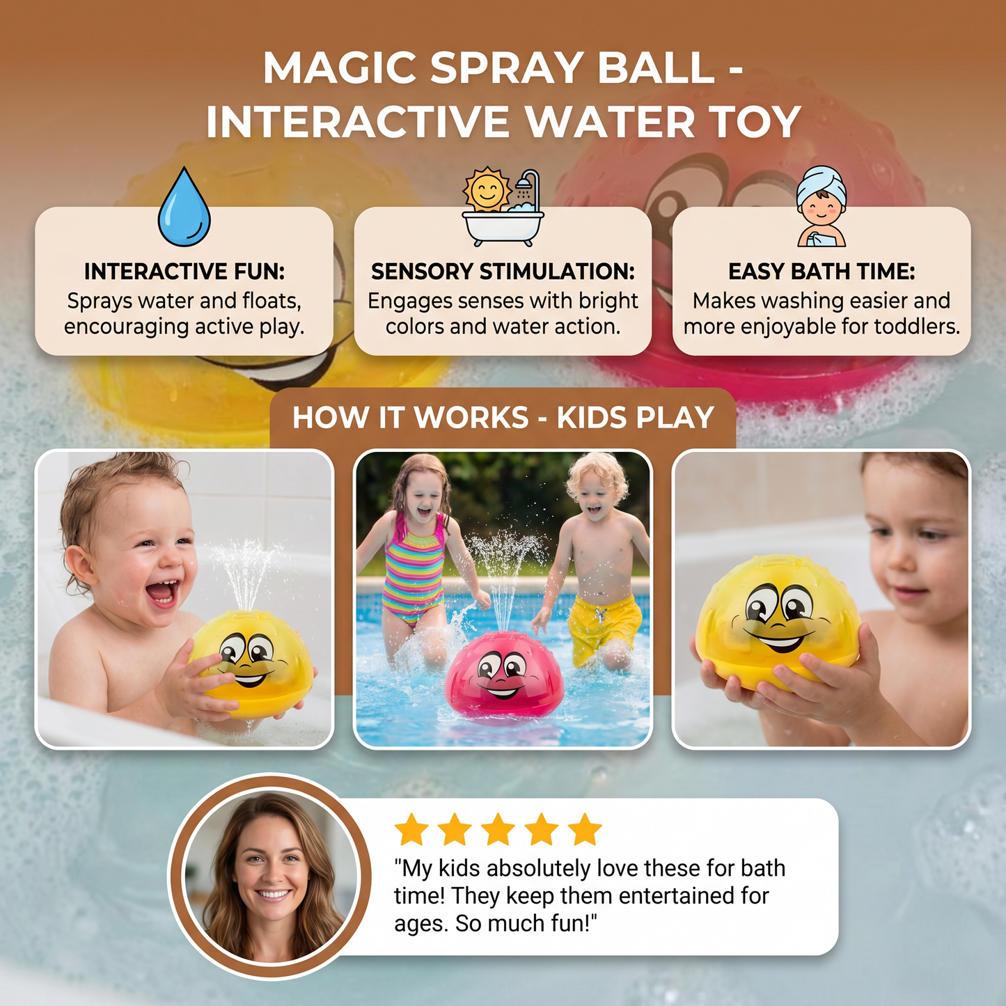 Magic Spray Ball – Interactive Water Toy for Fun Bath Time & Entertainment