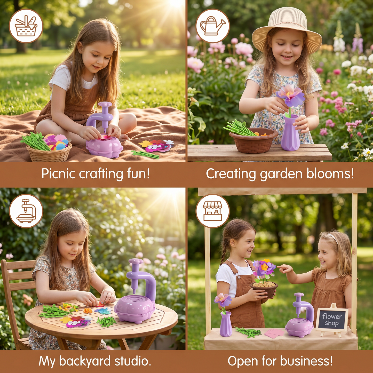 Kids Flower Bouquet Making Kit with Press Machine – DIY Craft Set for Girls