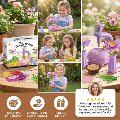 Kids Flower Bouquet Making Kit with Press Machine – DIY Craft Set for Girls