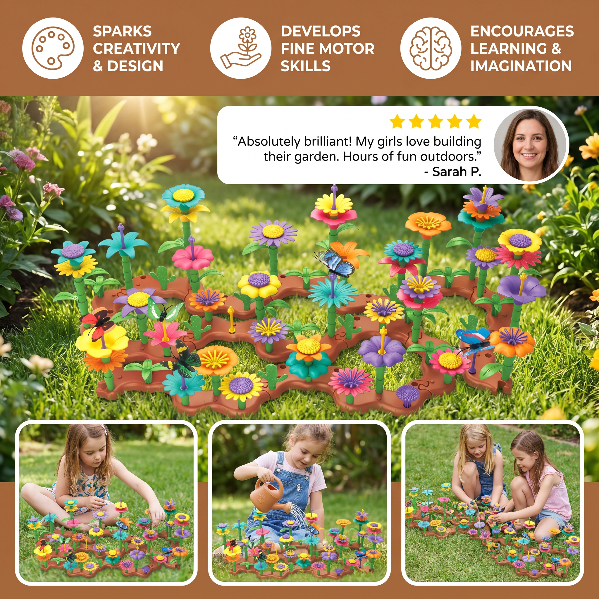 Flower Garden Building Toy with Peg Pieces for Creative Play