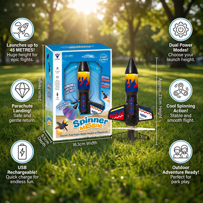 Children's Kung Fu Rocket with Parachute Light-Up Outdoor Sports Toy