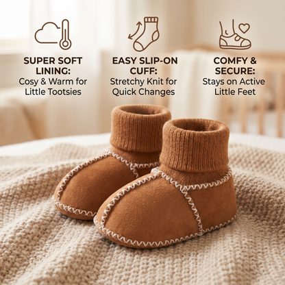 Lined baby winter sock shoes in suede look