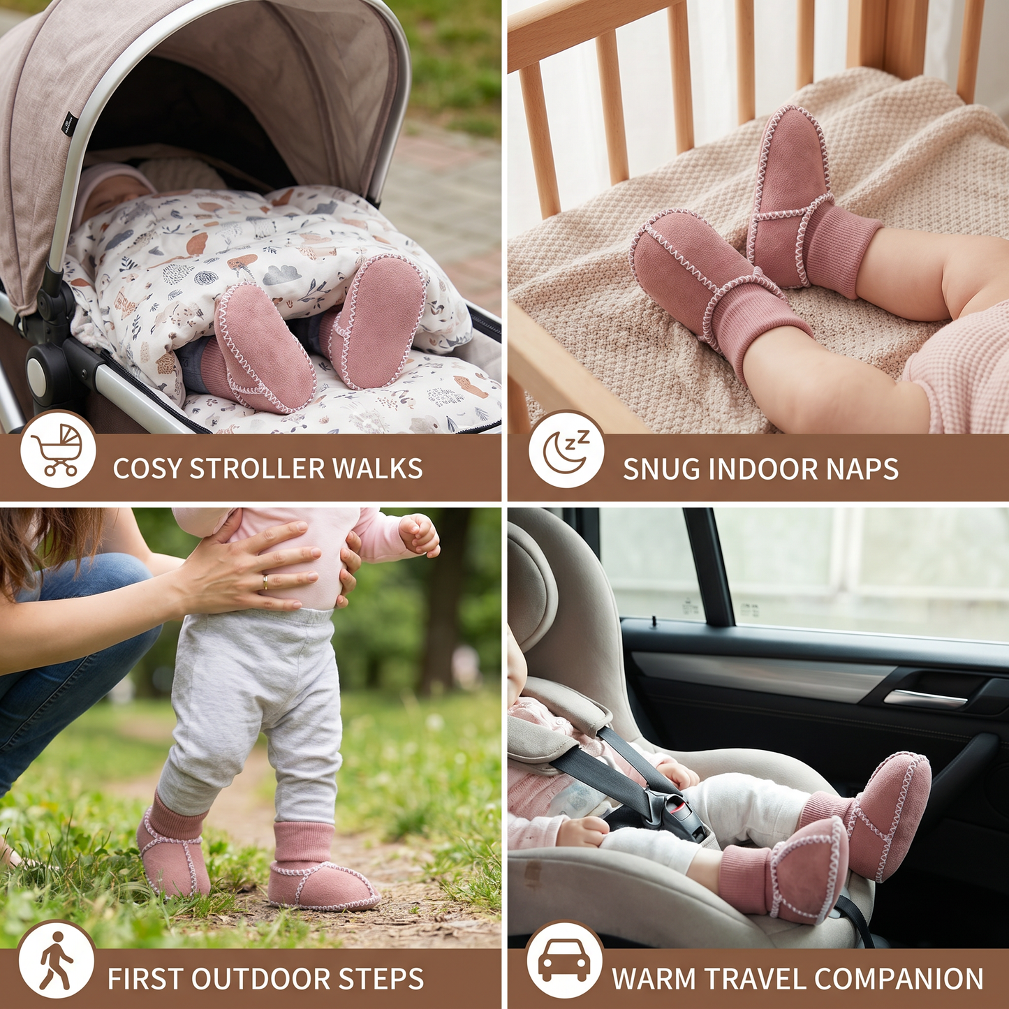 Lined baby winter sock shoes in suede look